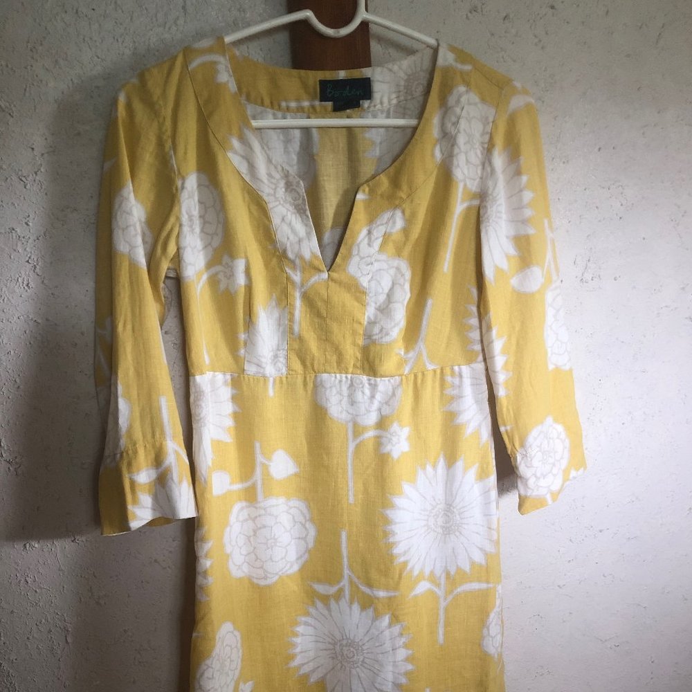 boden 100% linen yellow dress